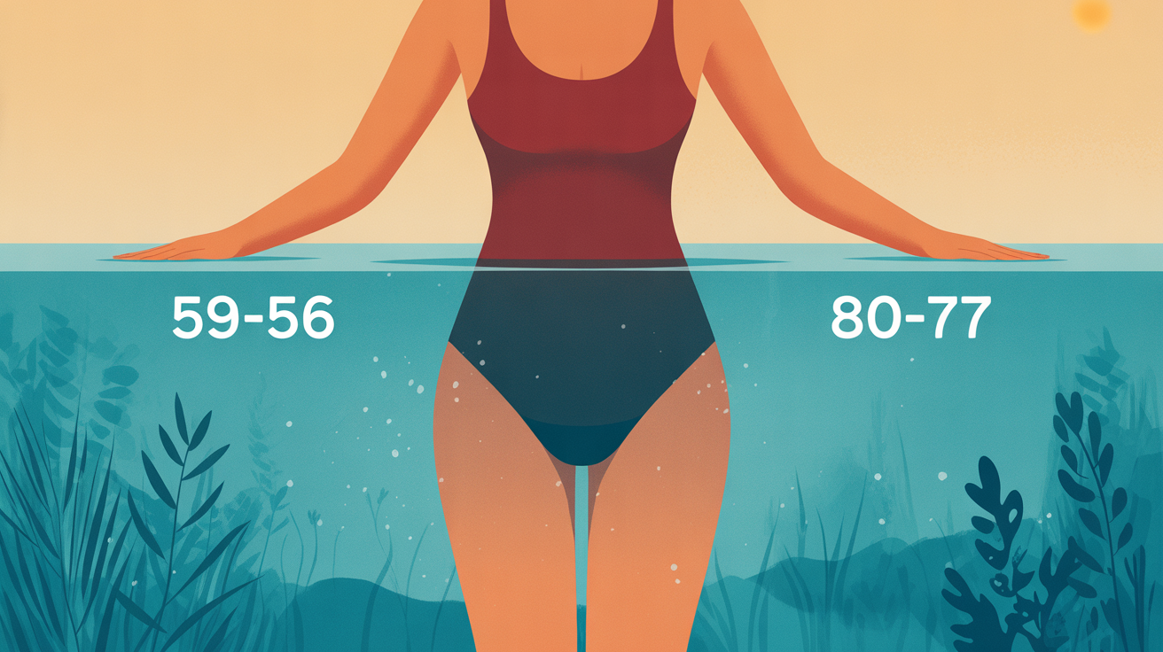 Illustration aquatraining avant après, jambes affinées chiffres visible