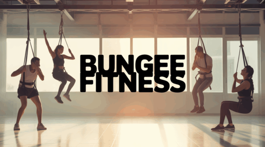 groupe en bungee fitness harnais dans salle lumineuse