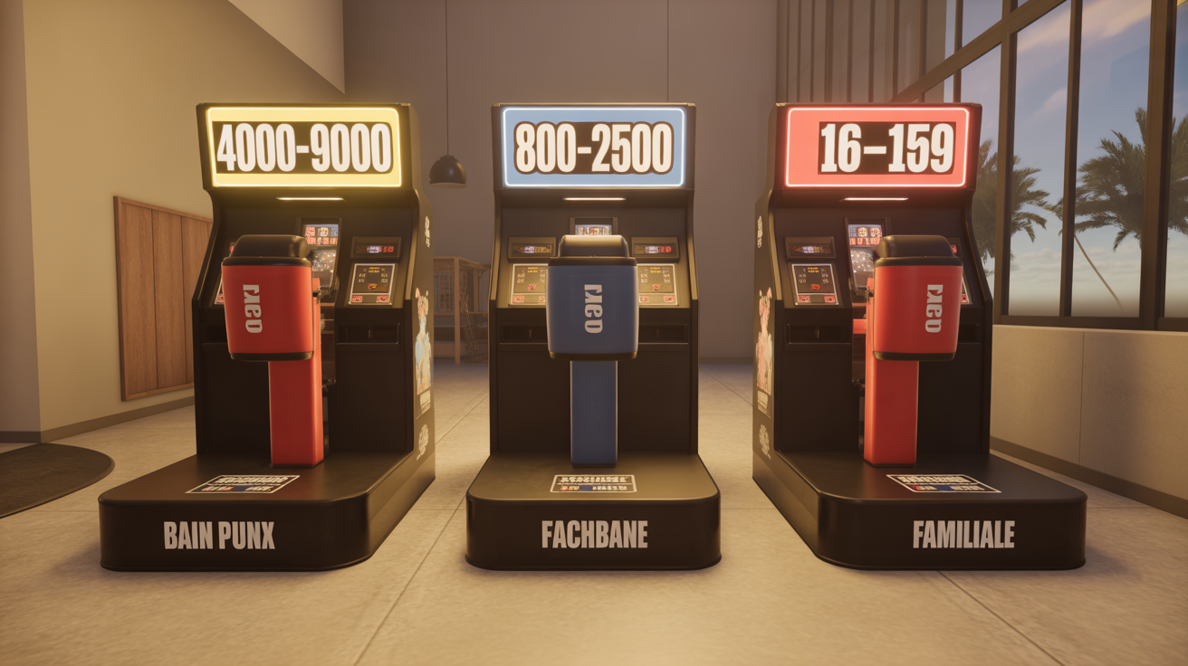 Trois boxing punch machine alignées prix en panneau