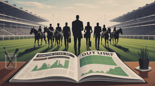 Parieurs devant journal Gazette du Turf et graphiques de gains