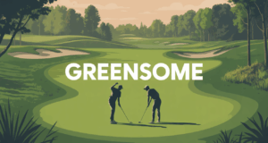 Illustration greensome golf duo fairway