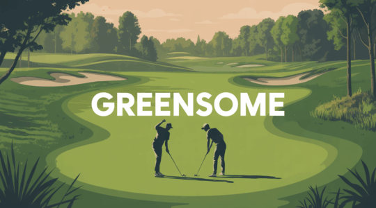 Illustration greensome golf duo fairway