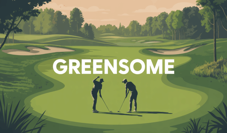 Illustration greensome golf duo fairway