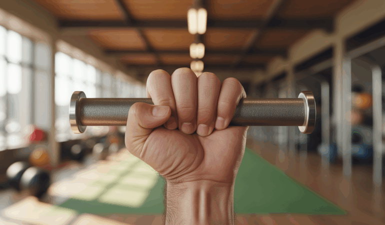 Main tenant un hand grip, illustration sportive moderne