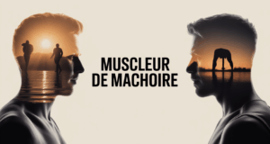 illustration muscleur de mâchoire avant après double menton
