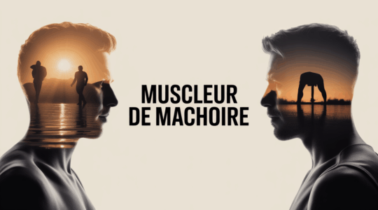 illustration muscleur de mâchoire avant après double menton