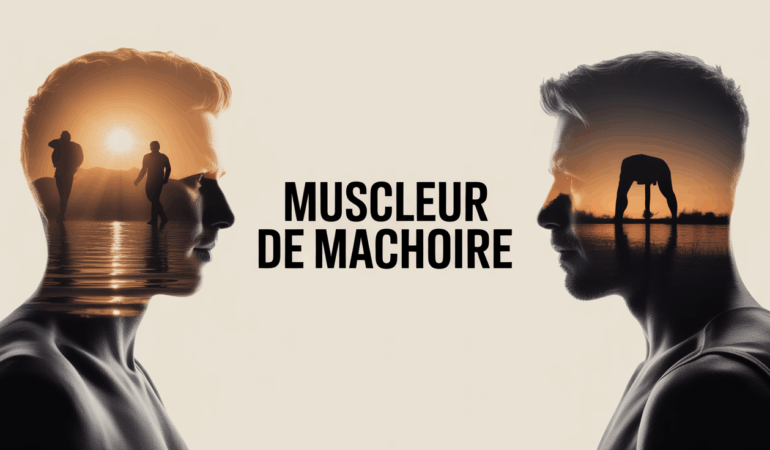 illustration muscleur de mâchoire avant après double menton