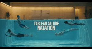 Bassin piscine avec tableau allure natation