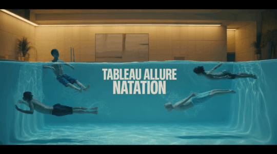 Bassin piscine avec tableau allure natation