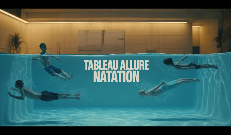 Bassin piscine avec tableau allure natation