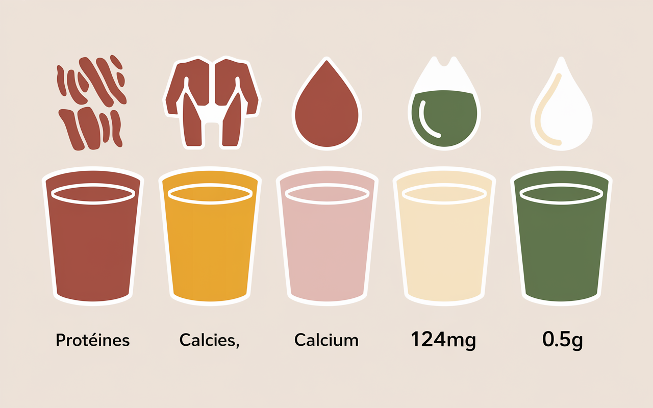 Barres comparatives protéines calcium lait le moins calorique
