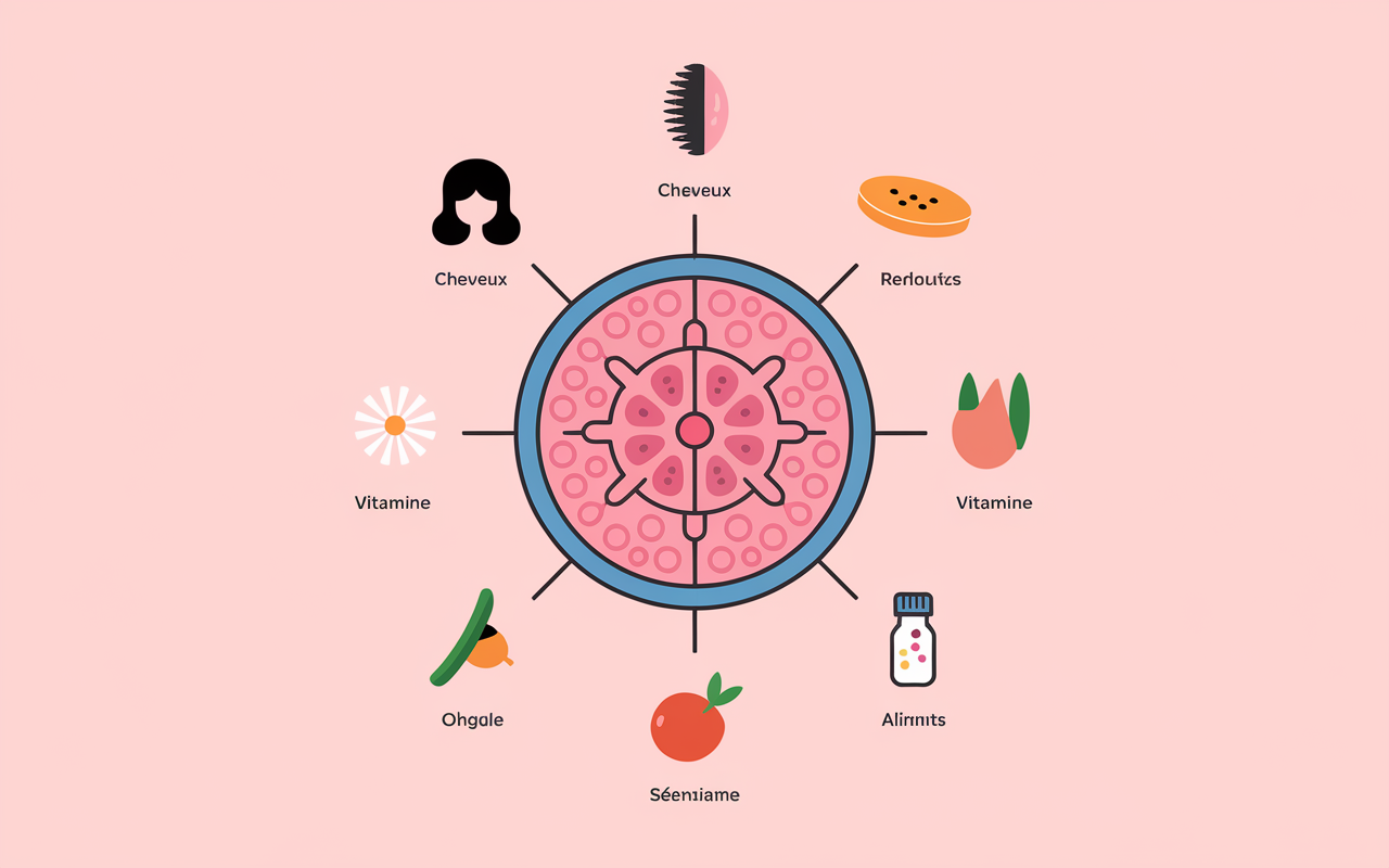 schema biotine metabolisme cheveux peau