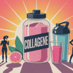 Flacon collagene shaker smoothies silhouettes sport femme senior