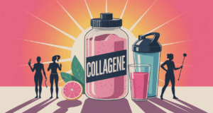 Flacon collagene shaker smoothies silhouettes sport femme senior