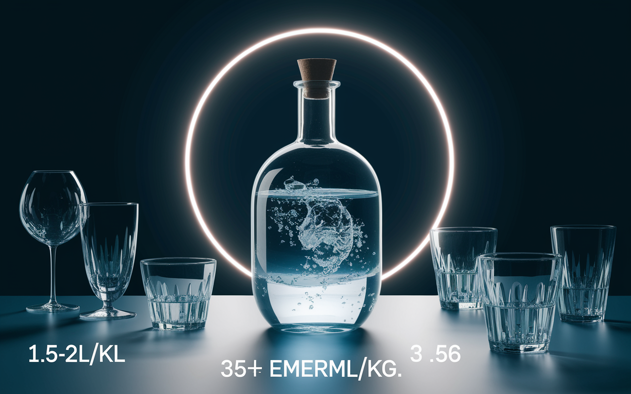 bouteille eau et verres quantite eau pour maigrir du ventre