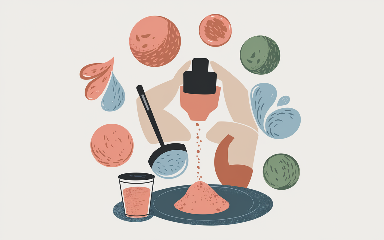 Estomac stylisé avec ballonnements, diarrhée et poudre Protifar.