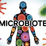 Illustration corps humain avec microbiote et fibres