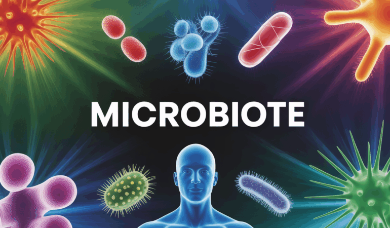 Illustration du microbiote, bacteries et sante physique