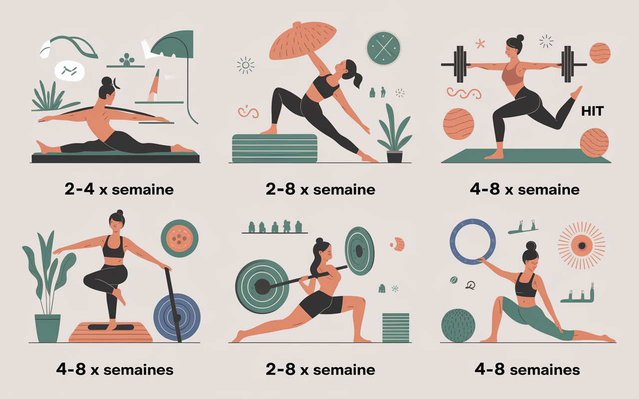 tableau sports complets pilates natation HIIT poids du corps