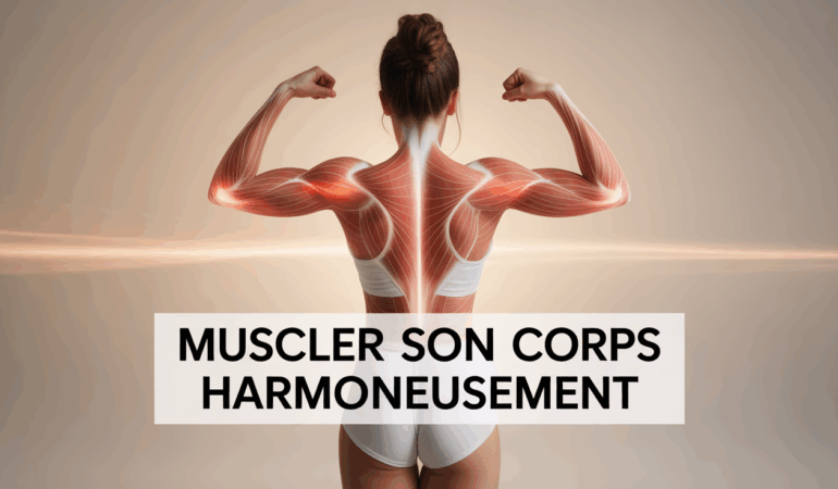 Femme de dos stylisée symbolisant un corps musclé harmonieusement
