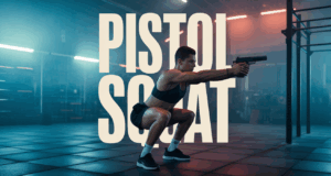 Silhouette réalisant pistol squat gymnase moderne