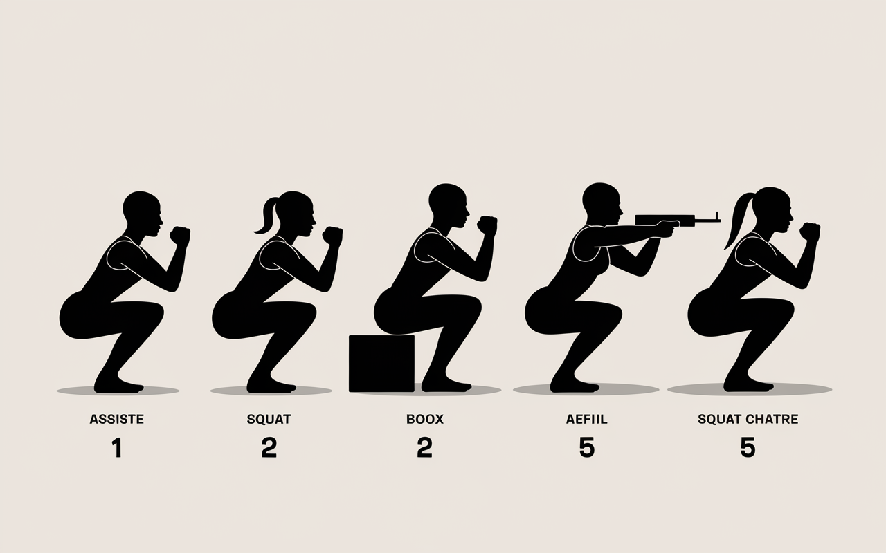 Silhouettes progression pistol squat de assisté à haltère
