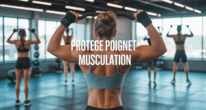 protege poignet musculation bande textile salle de sport