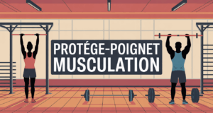 protege poignet musculation en salle sport illustration dynamique