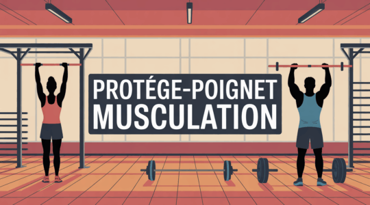 protege poignet musculation en salle sport illustration dynamique
