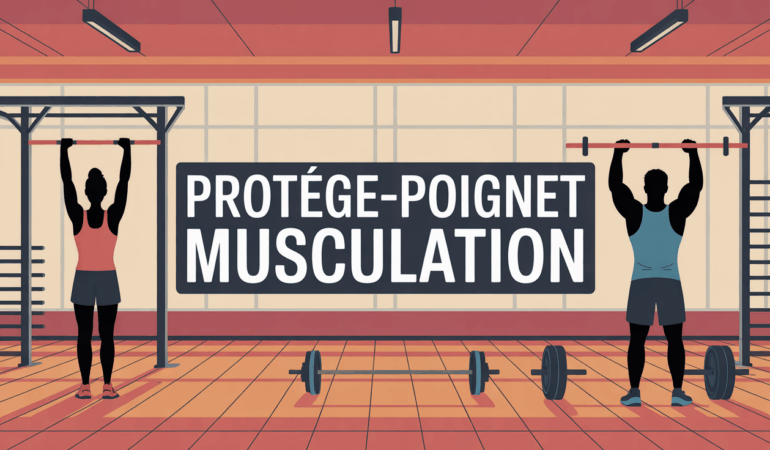 protege poignet musculation en salle sport illustration dynamique