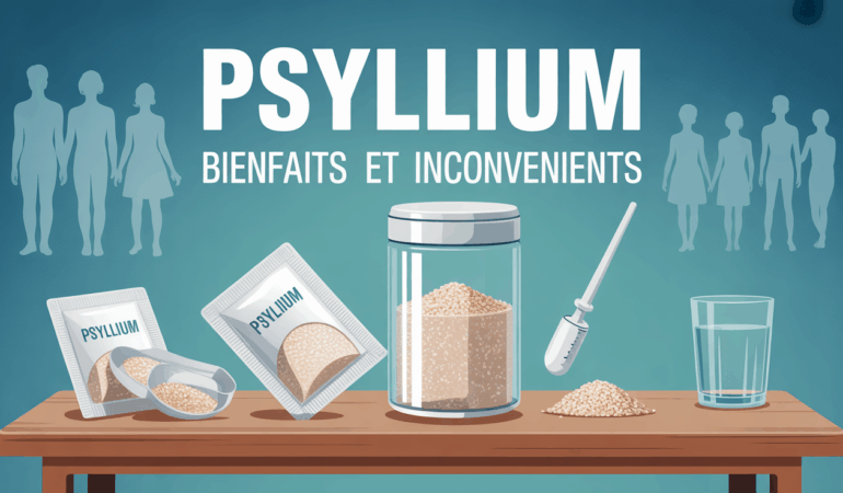 psyllium bienfaits et inconvénients table et sachets