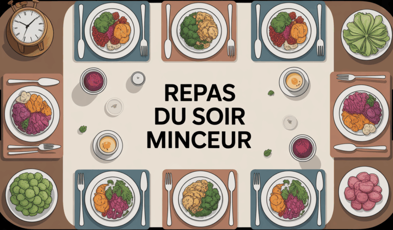 repas du soir minceur assiette legumes proteines feculents tisane