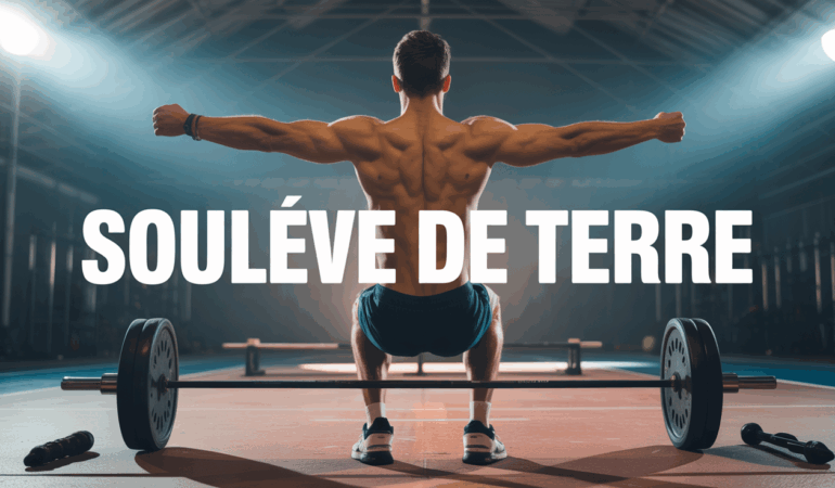 Homme musclé fait un soulevé de terre de dos en salle