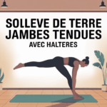 illustration souleve de terre jambes tendues avec halteres dans salon