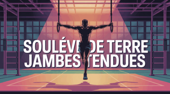 Sportif réalisant le soulevé de terre jambes tendues avec haltères