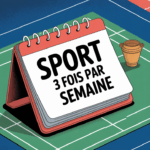 Agenda sport 3 fois par semaine avec haltères et silhouettes motivantes
