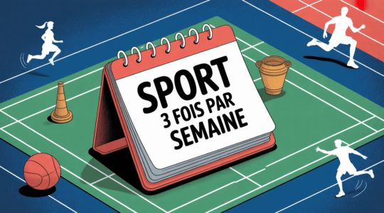 Agenda sport 3 fois par semaine avec haltères et silhouettes motivantes