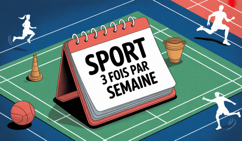 Agenda sport 3 fois par semaine avec haltères et silhouettes motivantes