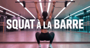 Silhouette squat à la barre muscles bas du corps salle de sport