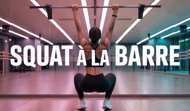 Silhouette squat à la barre muscles bas du corps salle de sport