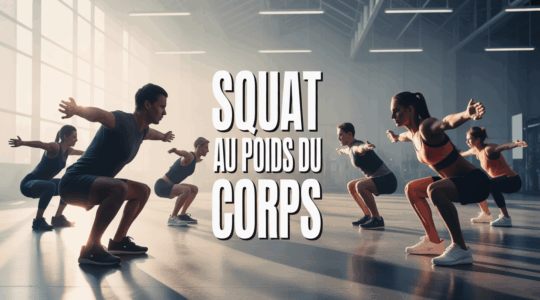 silhouettes effectuant squat au poids du corps en groupe