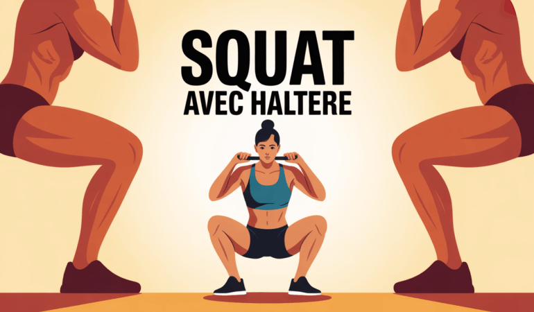 personne squat avec haltere dos jambes musclees