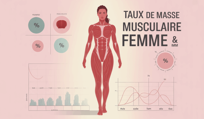 Silhouette femme taux de masse musculaire IMM graphique