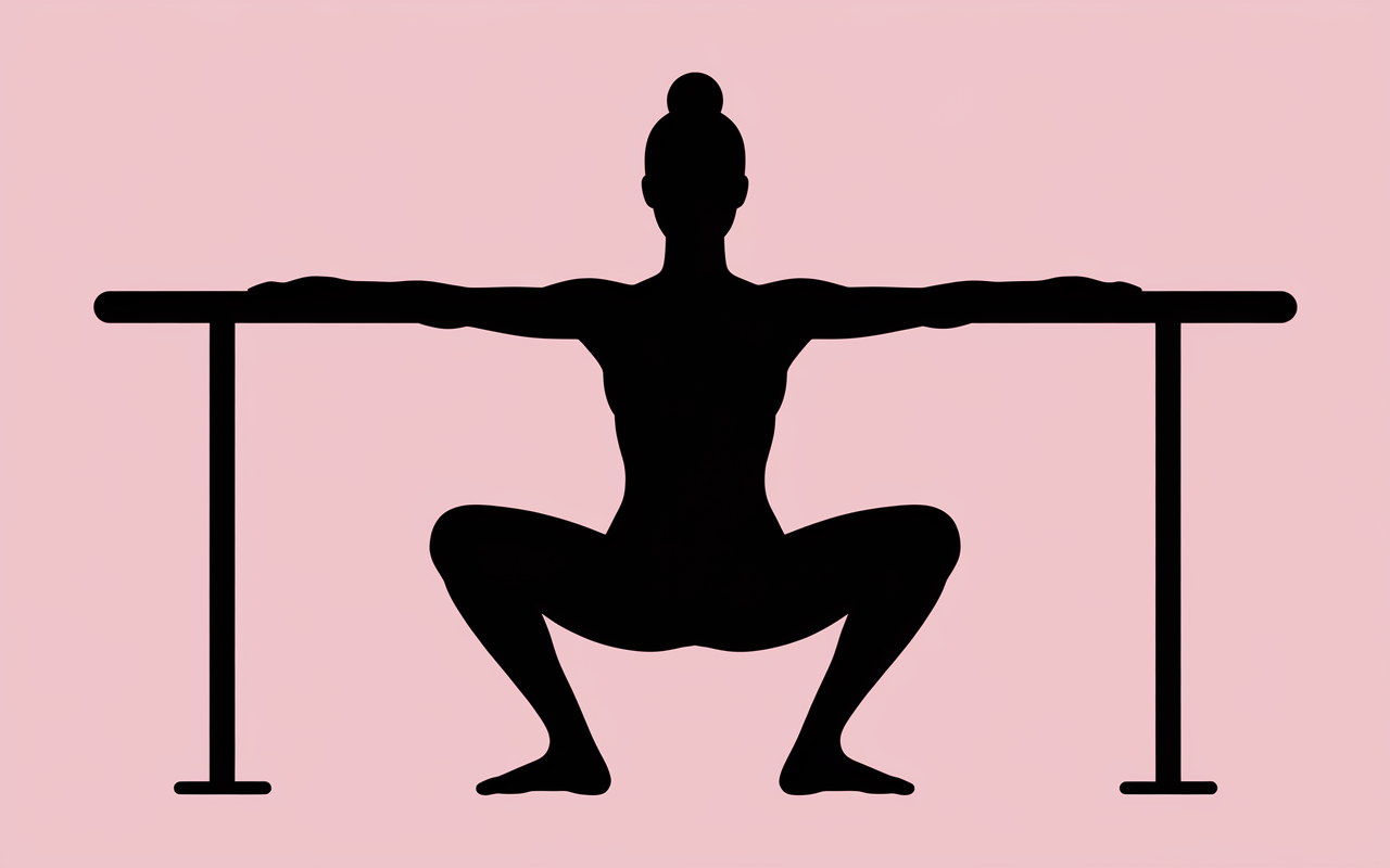 Squat à la barre position pieds barre droite 90 degrés