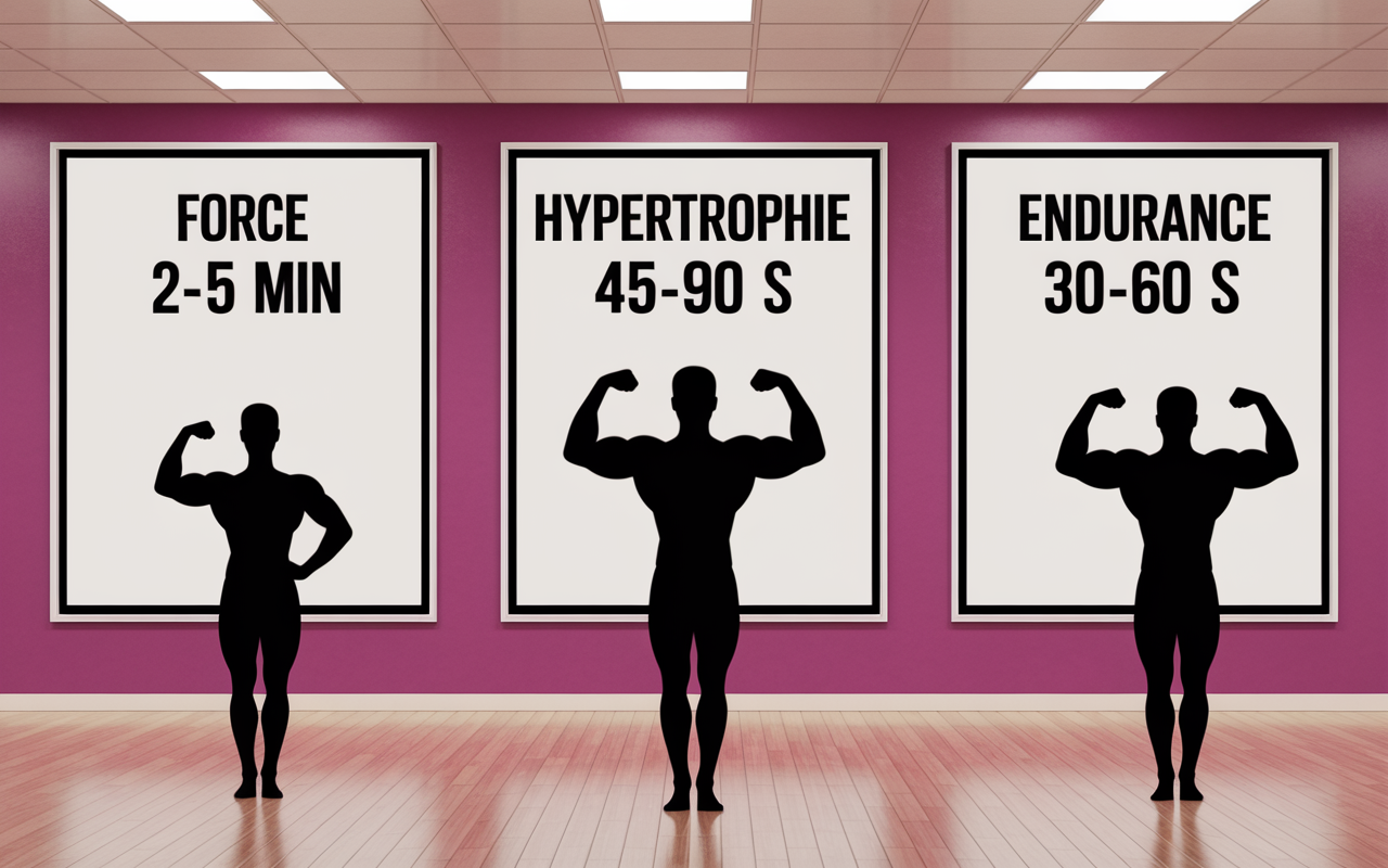 Tableau salle musculation temps de repos force hypertrophie endurance