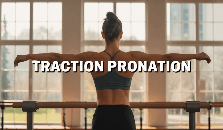 Sportif traction pronation affichant dos large sur barre