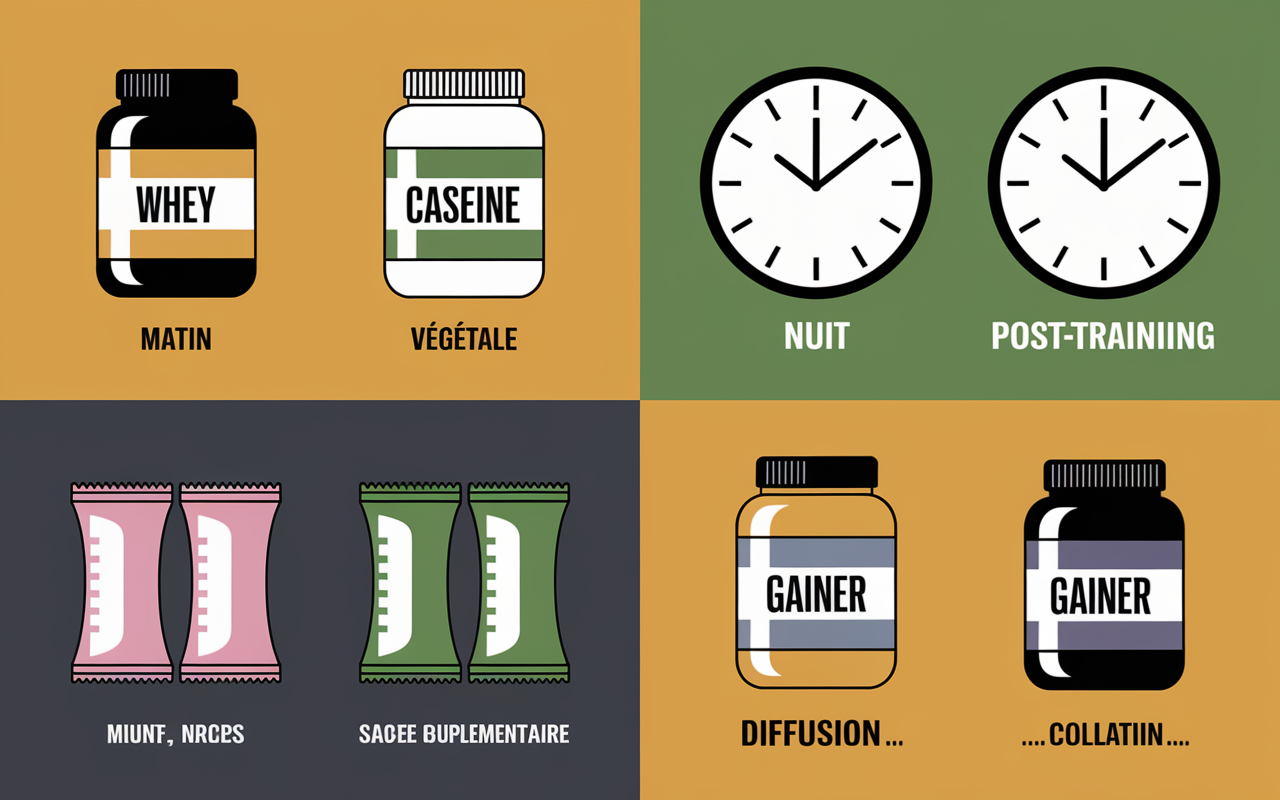 comparatif whey caseine vegetale gainer moments
