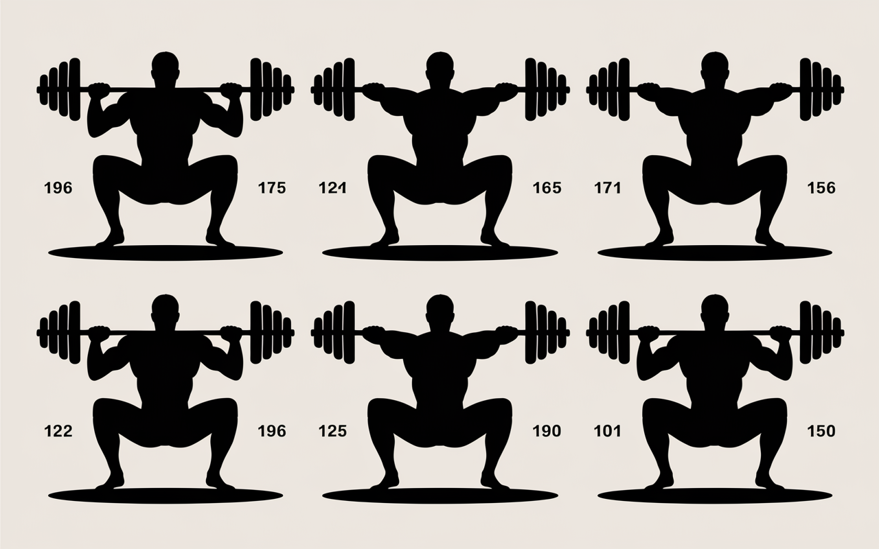 plusieurs variantes squat au poids du corps visuel