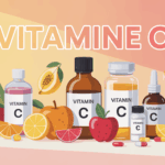 vitamine C assortiment flacons poudre et fruits