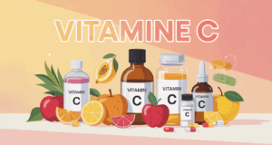 vitamine C assortiment flacons poudre et fruits